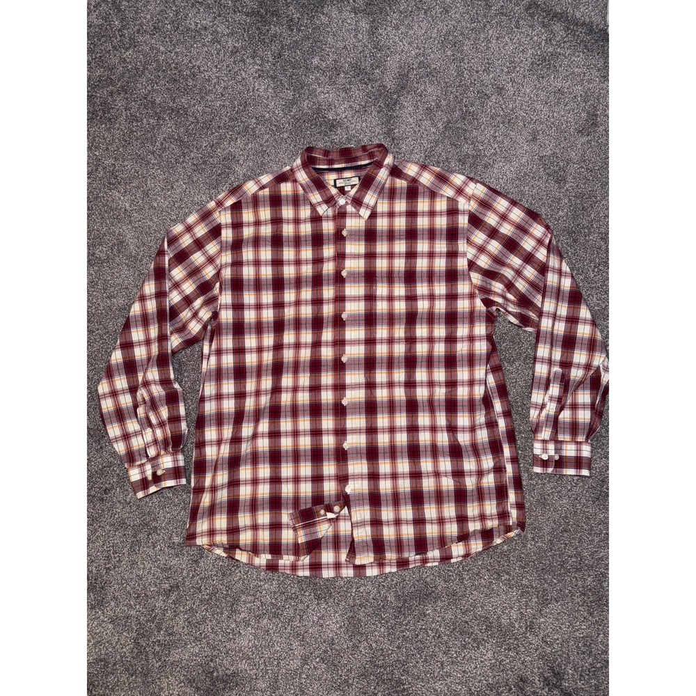 Old Navy Men's Red, White & Yellow Plaid Button Down Flannel Long Sleeve Shirt
